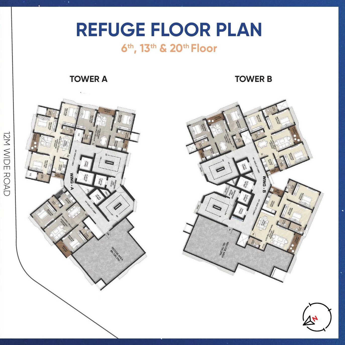 Refuge floor plan — 6th, 13th & 20th floors