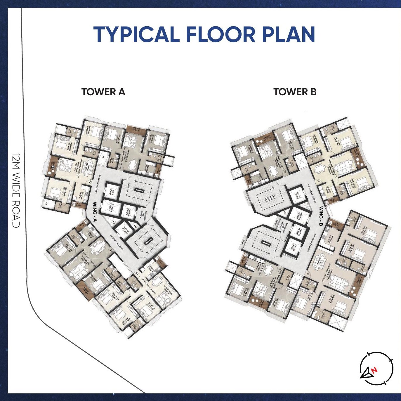 Typical floor plan — Towers A & B
